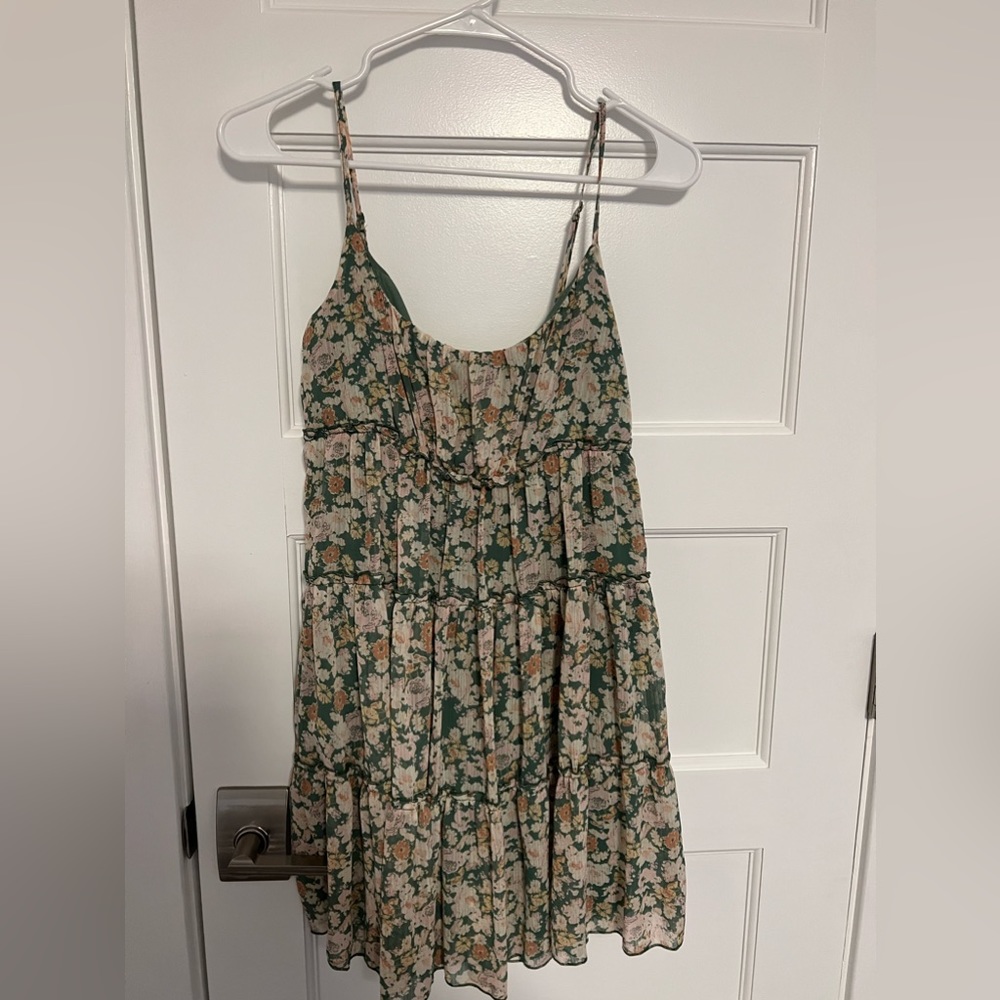 Green floral dress